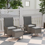 5 Pcs Rattan Garden Furniture Set W/ Cushions | Dark Gray