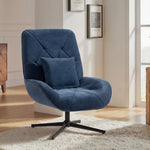 Swivel Accent Chair, Chenille Armchair With Lumbar Pillow | Dark Blue
