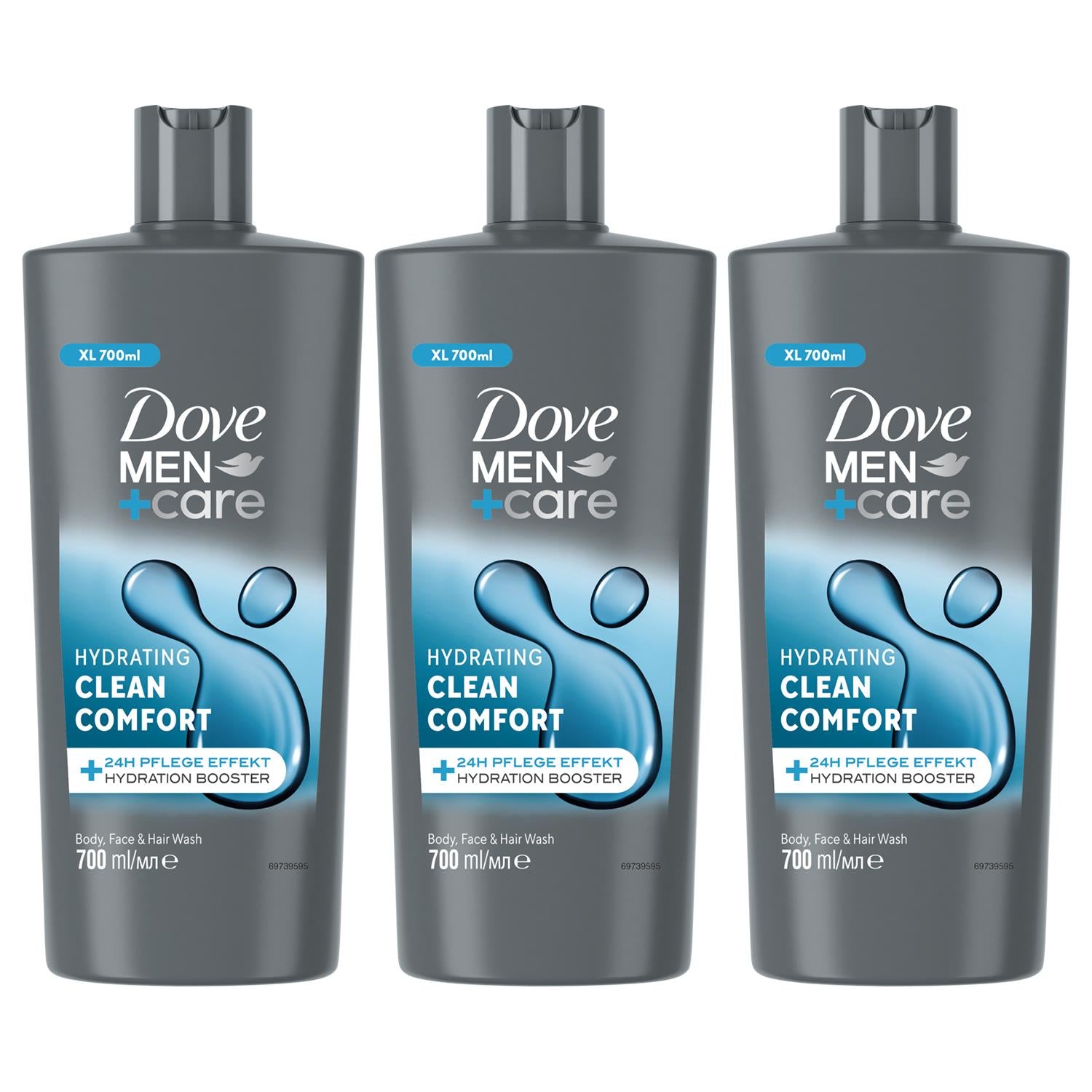 Men+care 3-in-1 Body, Face & Hair Wash Hydrating Clean Comfort 700ml, 3 Pk