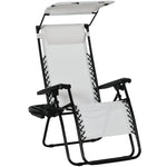 Zero Gravity Chair Adjustable Patio Lounge W/ Cup Holder | White