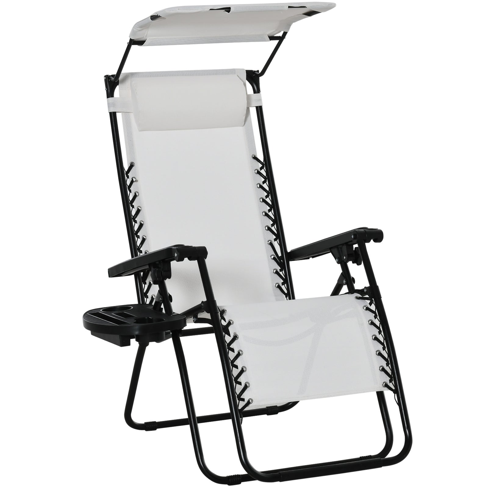 Zero Gravity Chair Adjustable Patio Lounge W/ Cup Holder | White