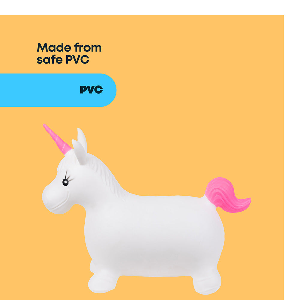 Inflatable Unicorn Hopper Ride On Bouncy Animal Toy With Hand Pump