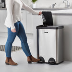 60l Dual Pedal Recycling Pedal Bin | 60l | Silver