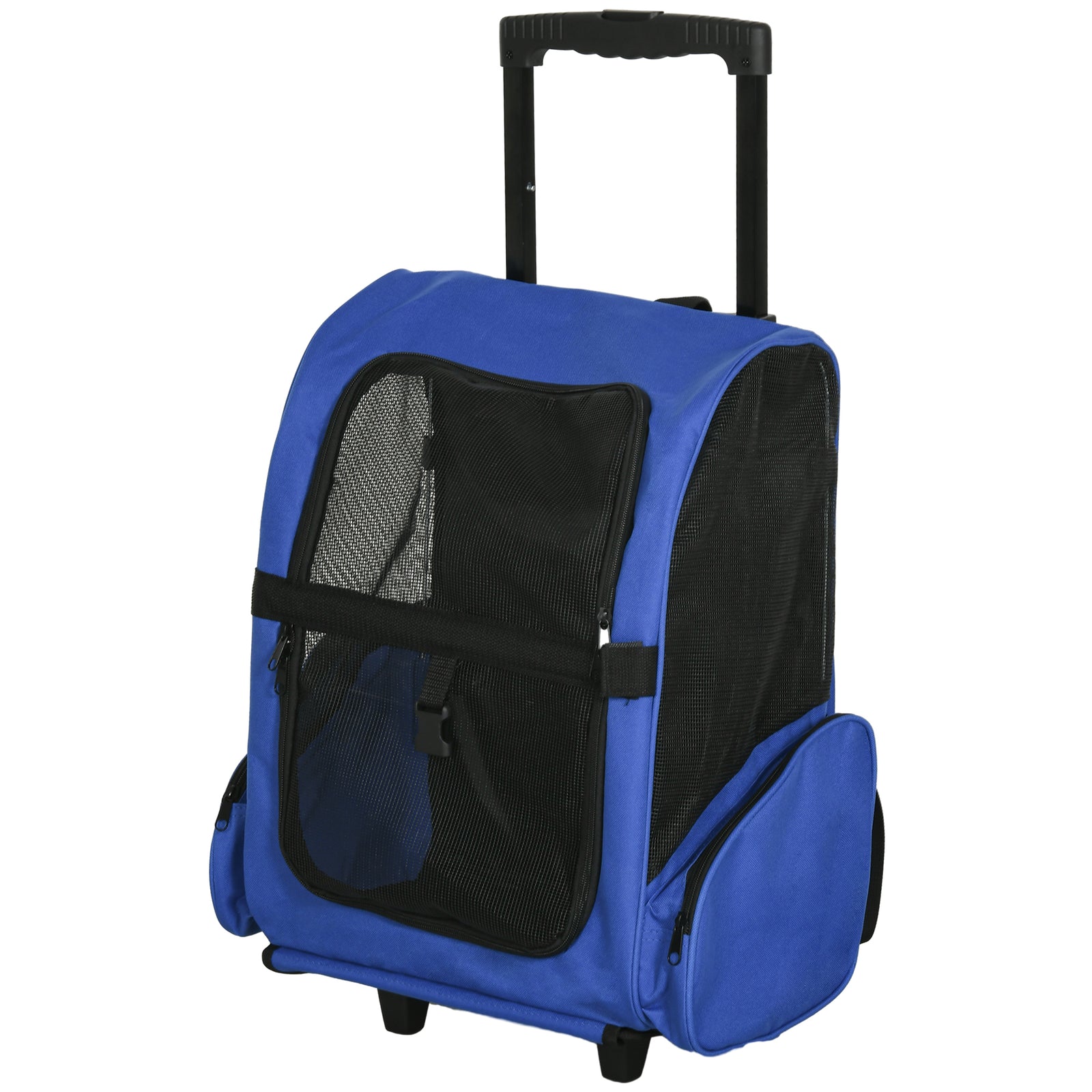 Pet Travel Backpack Bag Cat Puppy Dog Carrier W/ Trolley And Telescopic | Blue