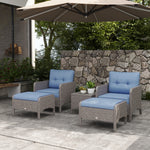 5 Pieces Outdoor Patio Furniture Set Wicker Conversation Set | Blue