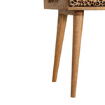Solid Mango Wood Leopard Velvet Tray Style Footstool