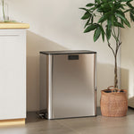 HOMCOM 56l Dual Kitchen Bin With Removable Inner Buckets For Recycling And Waste