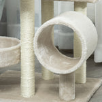 Cat Tree For Indoor Cats With Scratching Post Perch Tunnel Beige