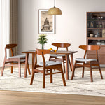 Set Of 2 Wooden Frame Linen Chair For Dining Room