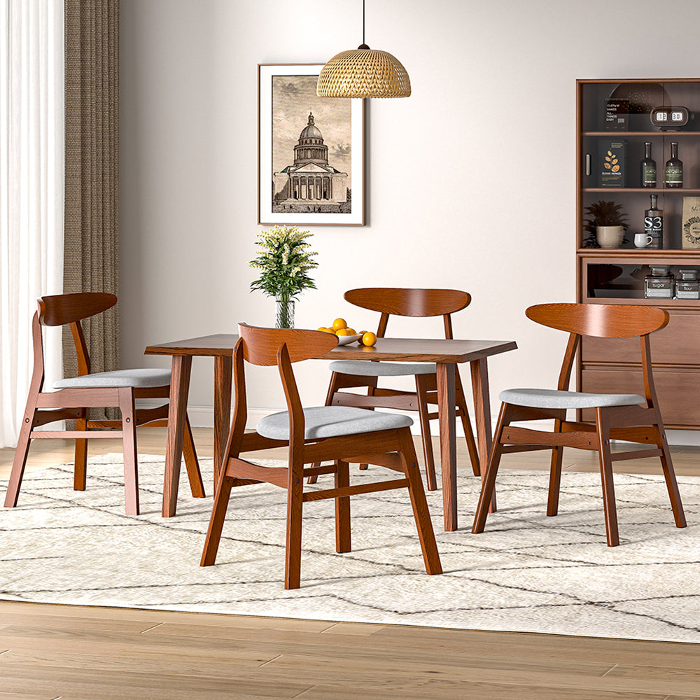 Set Of 2 Wooden Frame Linen Chair For Dining Room