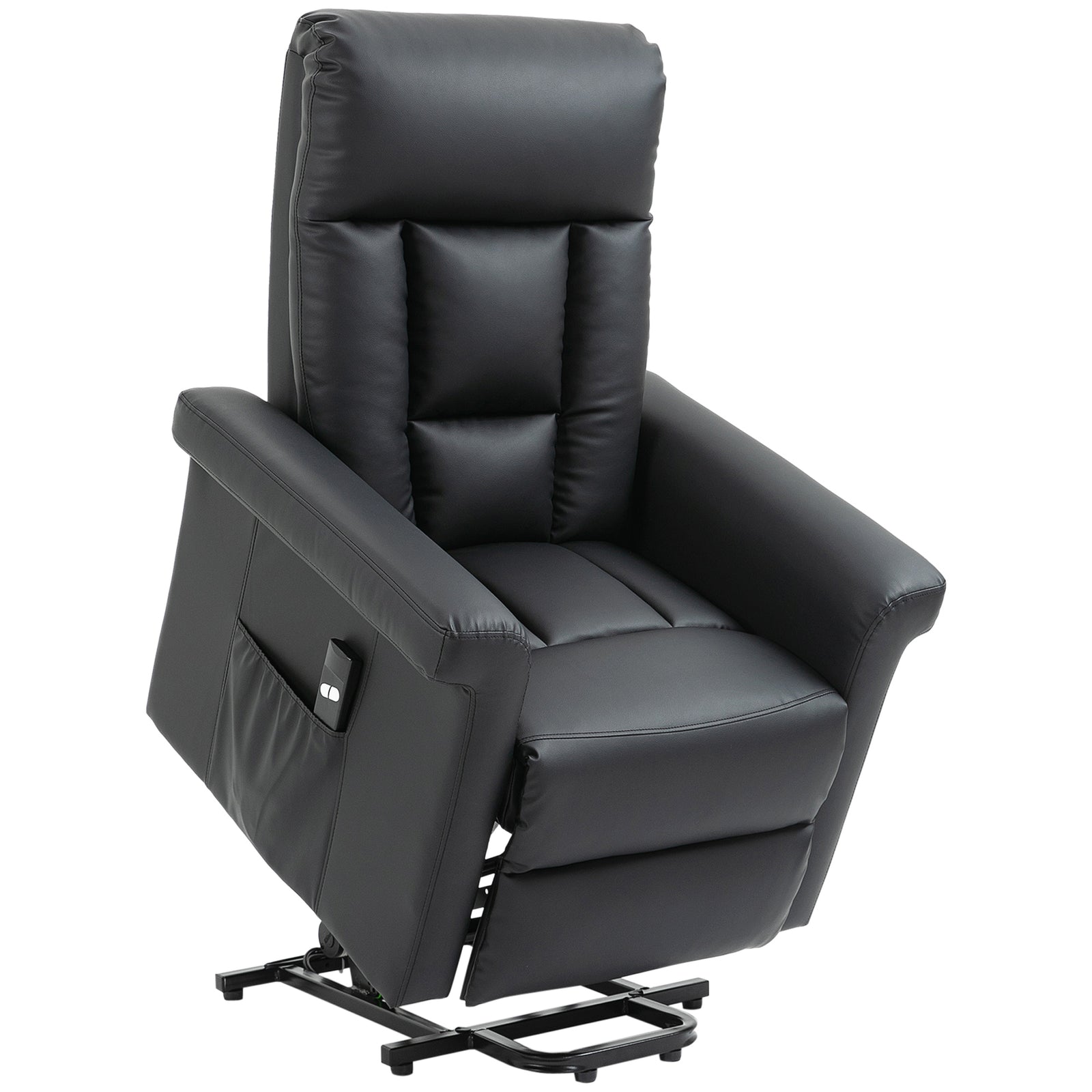 Power Lift Chair Pu Leather Electric W/ Side Pocket | Black