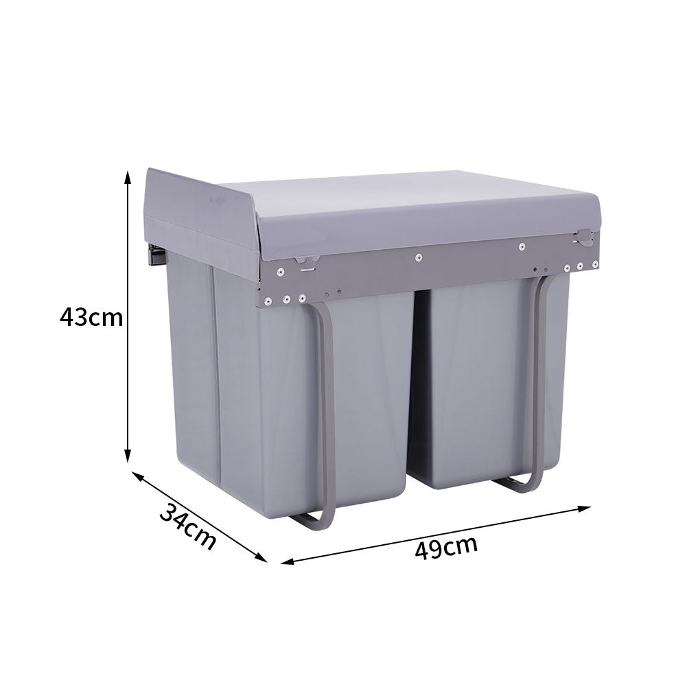 20l+20l Under-cabinet Trash Bin With Smooth Metal Runners
