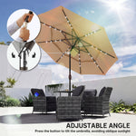 2.8 M Garden Parasol Umbrella With Light, Patio Umbrella | Khaki
