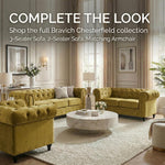 Chesterfield Scroll Arm Velvet Sofa 3 Seater | Olive