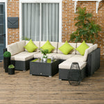 Rattan Outdoor Garden Furniture Patio Corner Sofa Set | Black