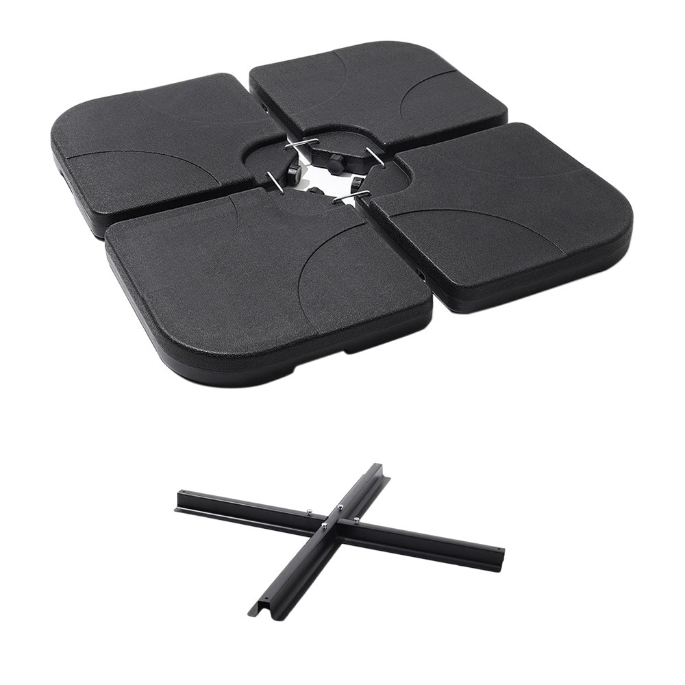 3m Banana Cantilever Patio Parasol For Outdoor Sunshade And Rain With A Cross Base And A Square Base | One Size | Black
