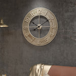 Round Wood Grain Metal Wall Clock