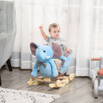 2-in-1 Baby Rocking Horse Ride On Elephant W/ Wheels Music | Blue