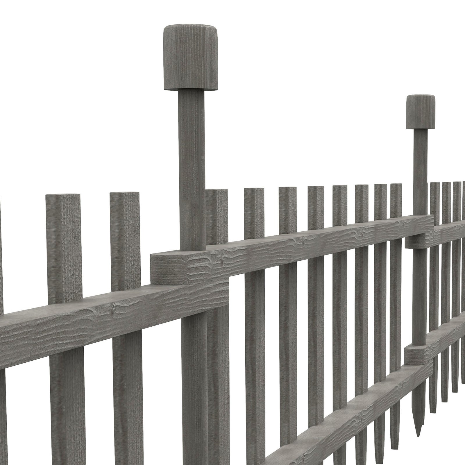 4pc Wooden Fencing Panels For Bed Border, Grey