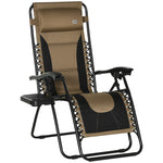 Zero Gravity Lounger Folding Recliner Chair W/ Cup Holder | Set of 1 | Brown