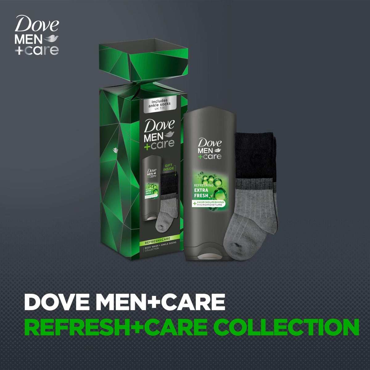 Refresh And Care Face And Body Wash With Socks Gift Set For Him | Set of 2