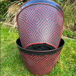 Black And Red Aztec Planter - Set Of 4