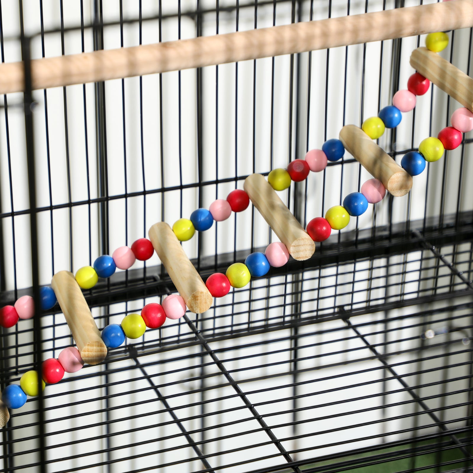 Bird Cage, With Stand, Wheels, Toys, For Budgies, Finches, Parakeets | Black