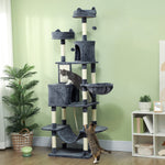 206cm Cat Tree With Scratching Posts, Beds, Condos, Toys, Dark Grey