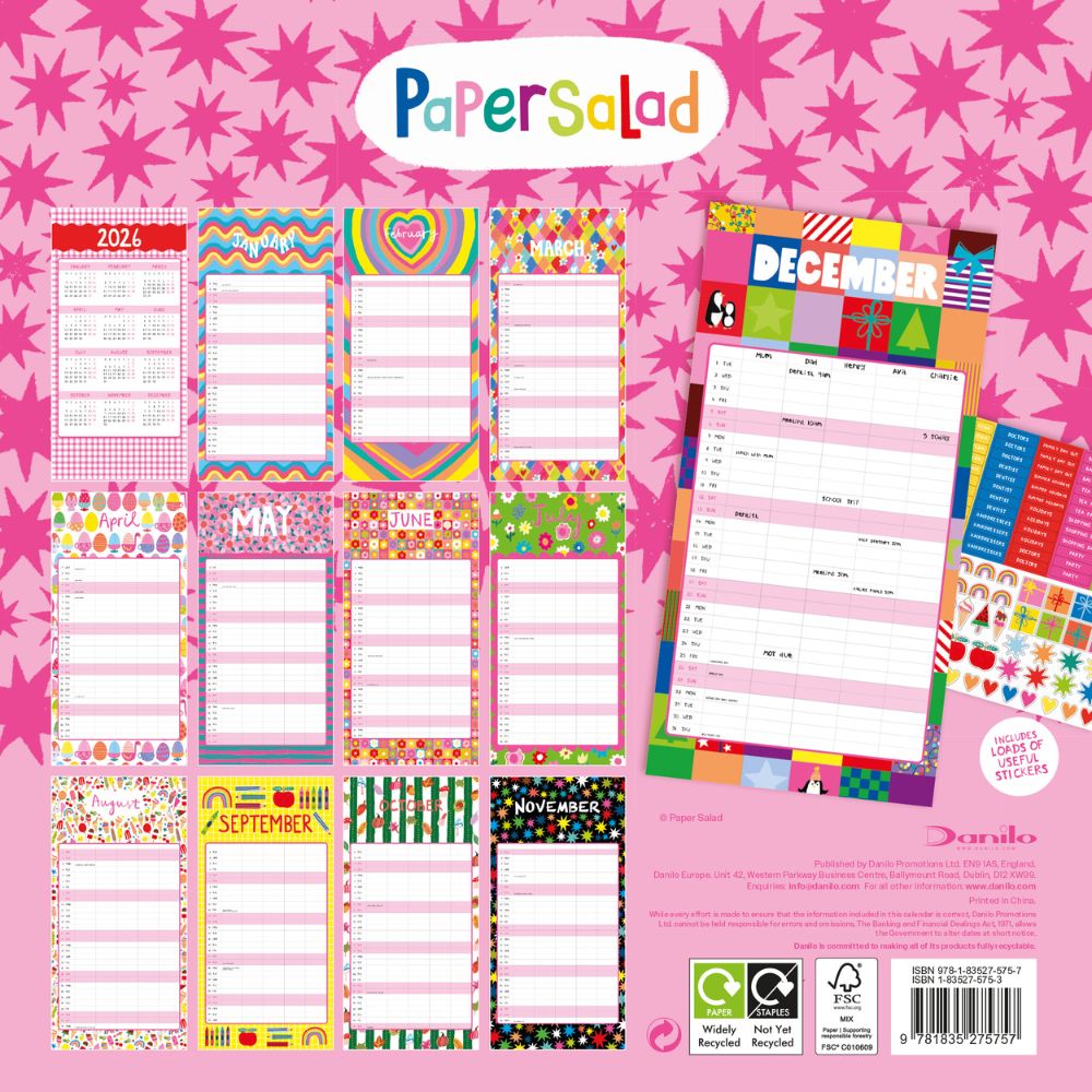 2026 Family Organiser Calendar (with Stickers) Official Product