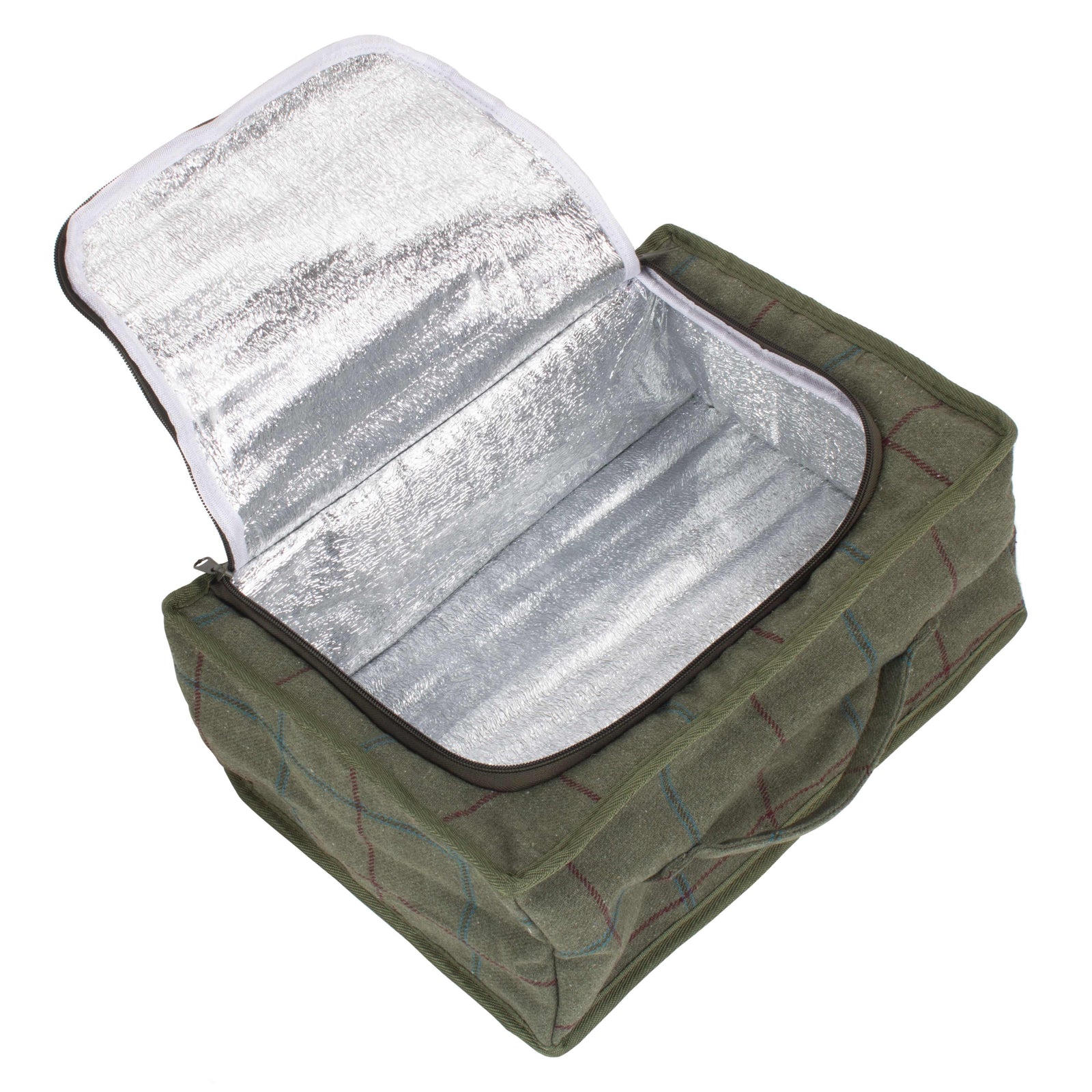 H092 Polyester Green Tweed Cooler Picnic Bag