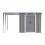 Garden Shed Outdoor Storage Shed With Extended Roof Tool Shed For Lawn Garage Yard Metal Garden Storage | Large | Dark Grey
