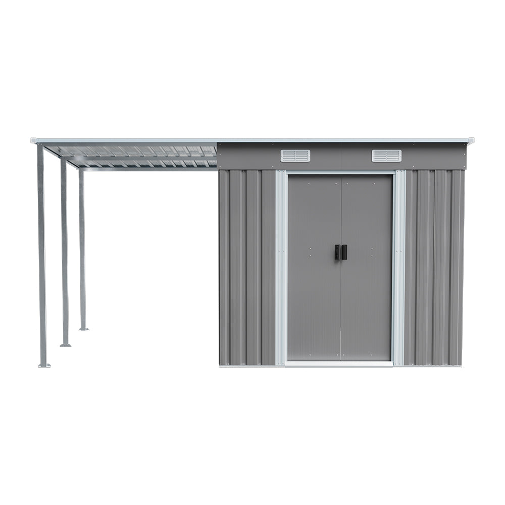 Garden Shed Outdoor Storage Shed With Extended Roof Tool Shed For Lawn Garage Yard Metal Garden Storage | Large | Dark Grey