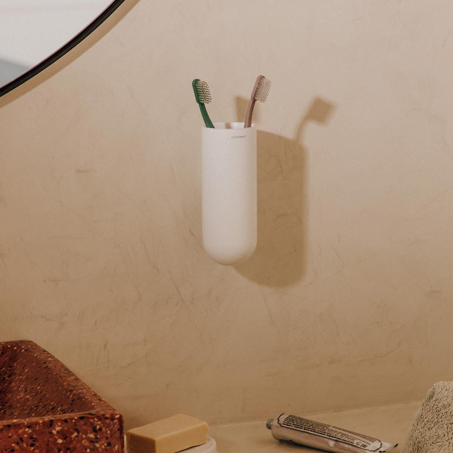 Wall Mounted Toothbrush Holder, Bathroom Tumbler Beige, Geyser Collection