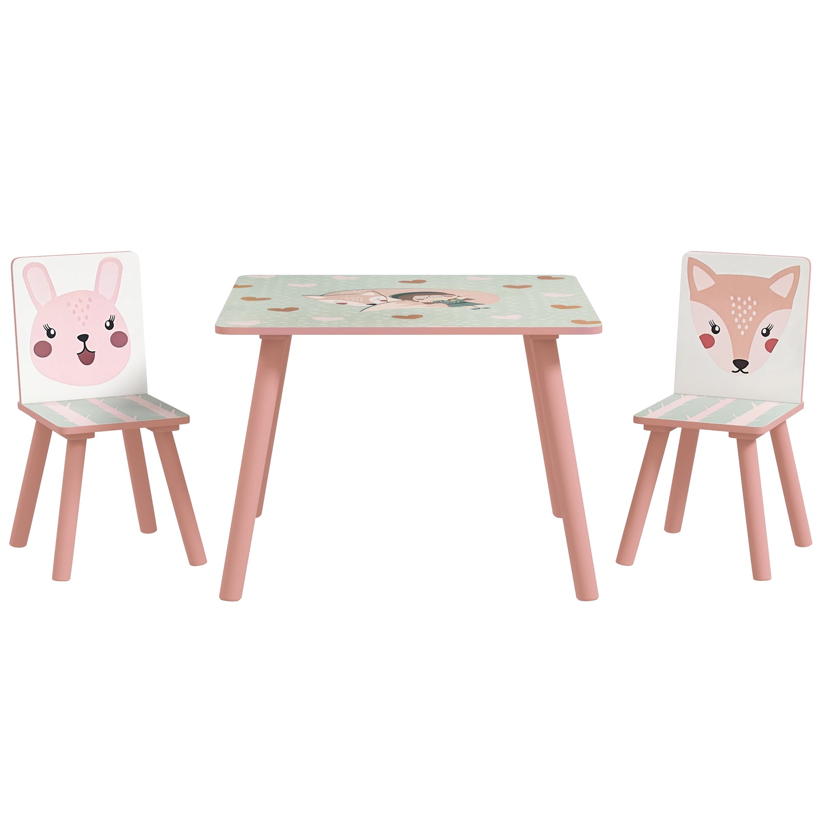 Kids Table And Chairs, Children Desk With 2 Chairs | Pink