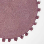 Floral Tufted Round Bathmat With Pom Poms | 60cm | Blush Pink