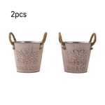 Breeins Set Of 2 Vintage Wrought Iron Flower Pots