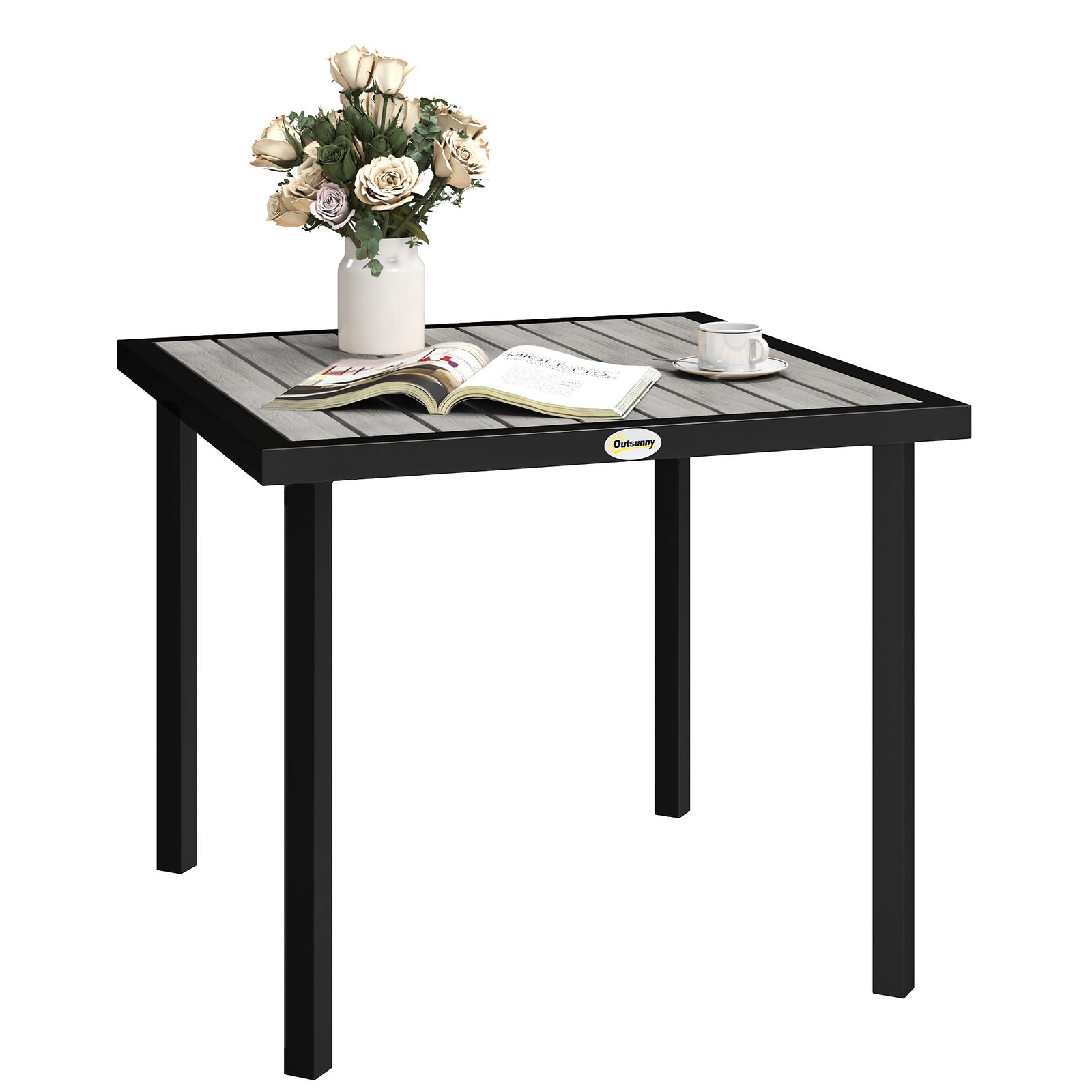 Garden Table For 4 Person W/ 4.3 cm Parasol Hole | Light Grey