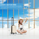 55x40x20cm Lightweight Luggage Hard Shell Cabin Suitcase 60+ Airlines Approved - Carry On Case - 4 Wheels | 55 x 40 x 20cm | Cream & Black