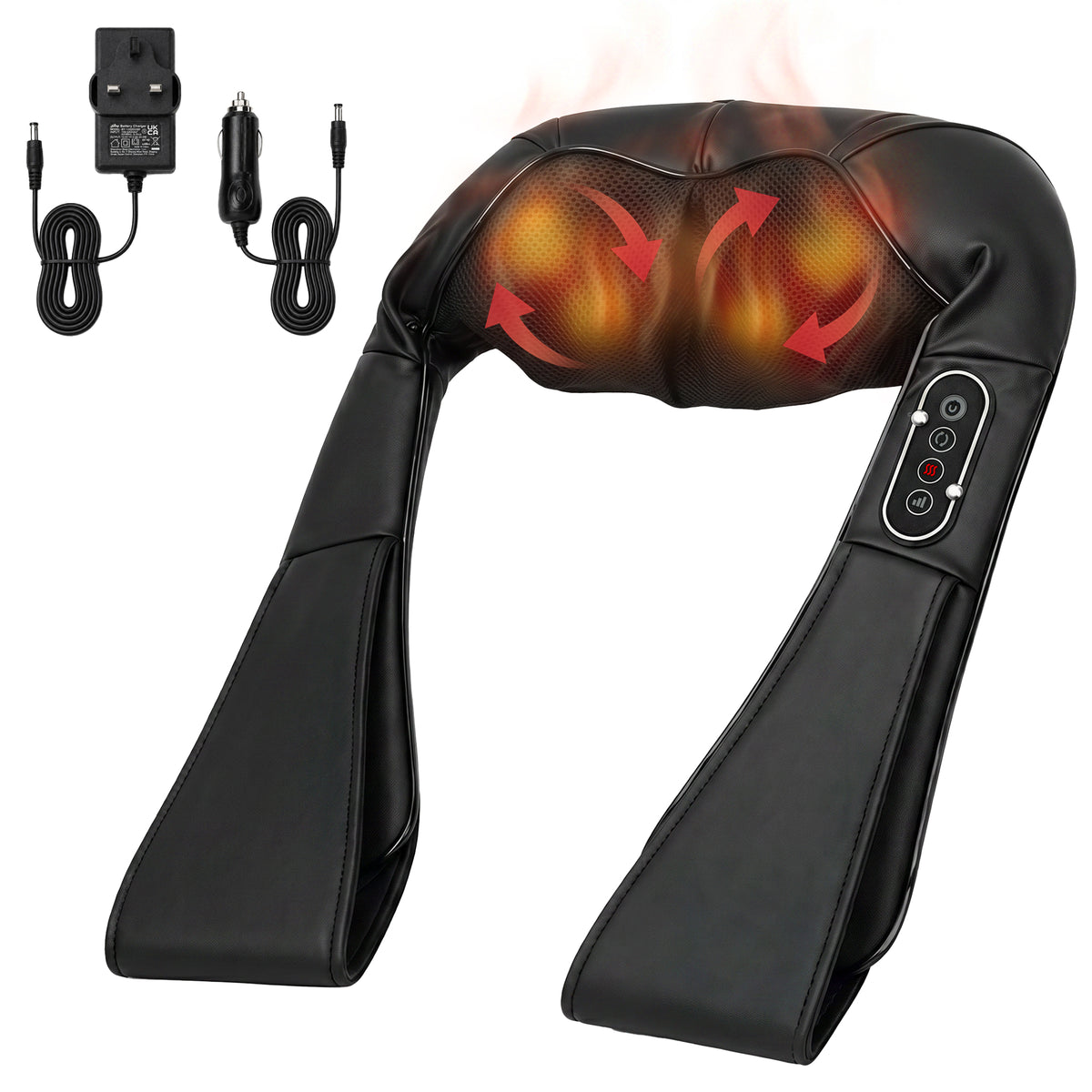 HOMCOM Neck Massager With Heat, Deep Tissue Shiatsu 3d Kneading Massager