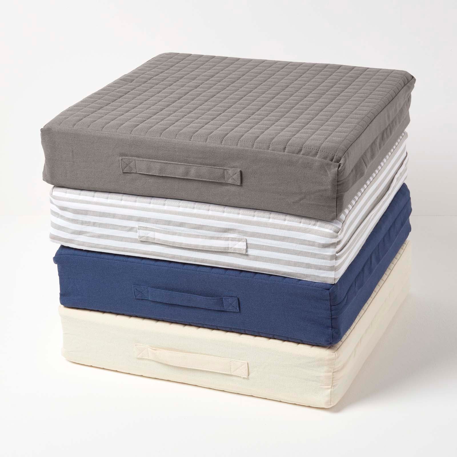 Cotton Orthopaedic Foam Armchair Booster Cushion | 50cm x 50cm | Grey & White