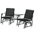 Double Glider Companion Rocking Garden Chairs Loveseat | Black