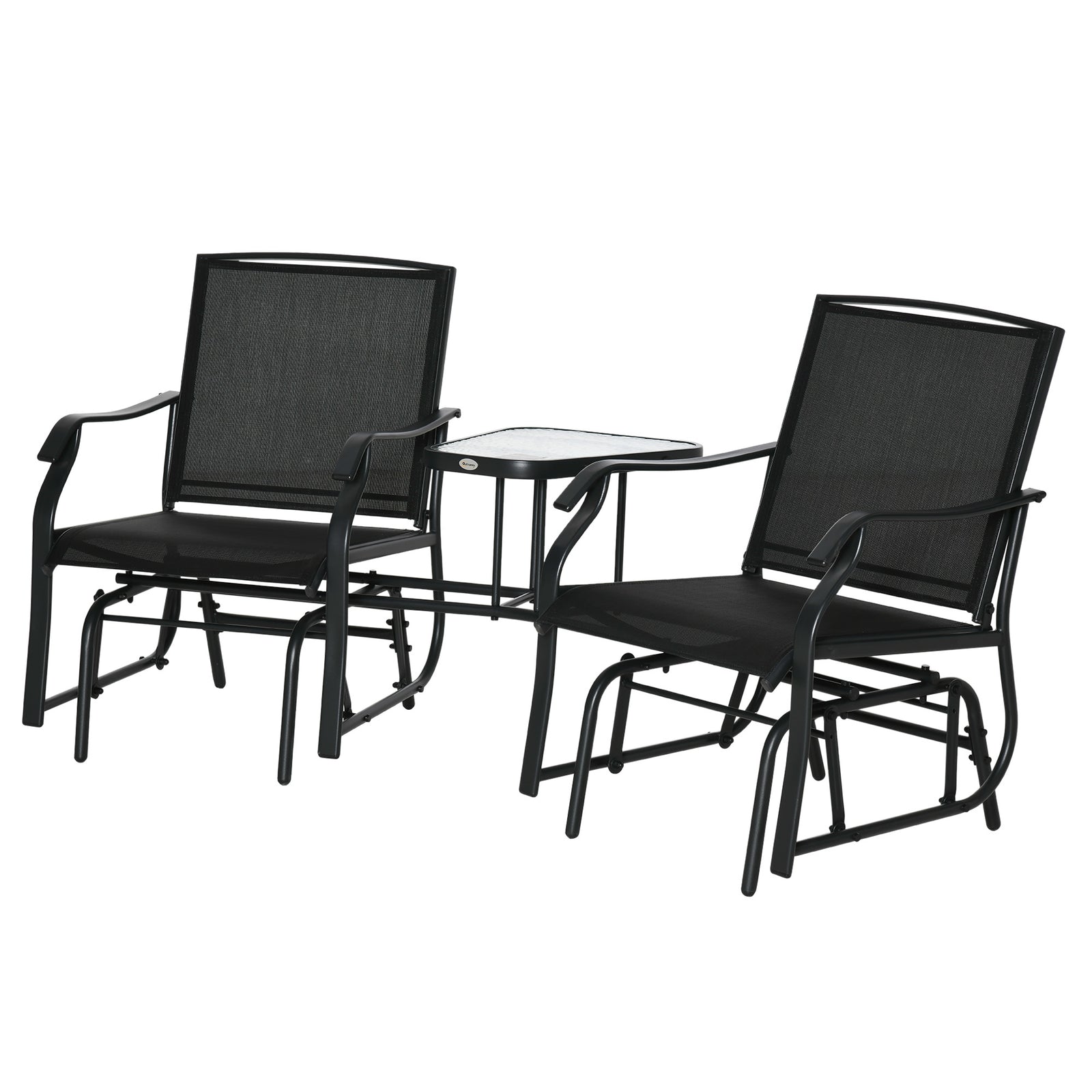 Double Glider Companion Rocking Garden Chairs Loveseat | Black