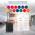 55x35x20cm Lightweight 4 Wheel 800d Soft Case Quilted Suitcases Set Of 3 Anti Crack - Cabin & Hold Luggage 100+ Airlines Approved | Cabin | Black