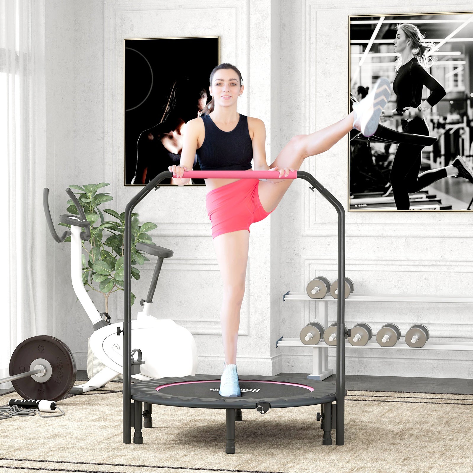 45 Foldable Mini Trampoline Fitness Trampoline Rebounder | Pink