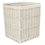 White Oatmeal Cotton Lined Square White Wash Laundry Basket | Small | White