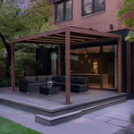 Wood Effect Aluminium Pergola With Led Lights | 4m x 3m | Brown