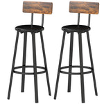 Barstools Set Of 2 With Padded Seat Backrest Rustic Brown Black