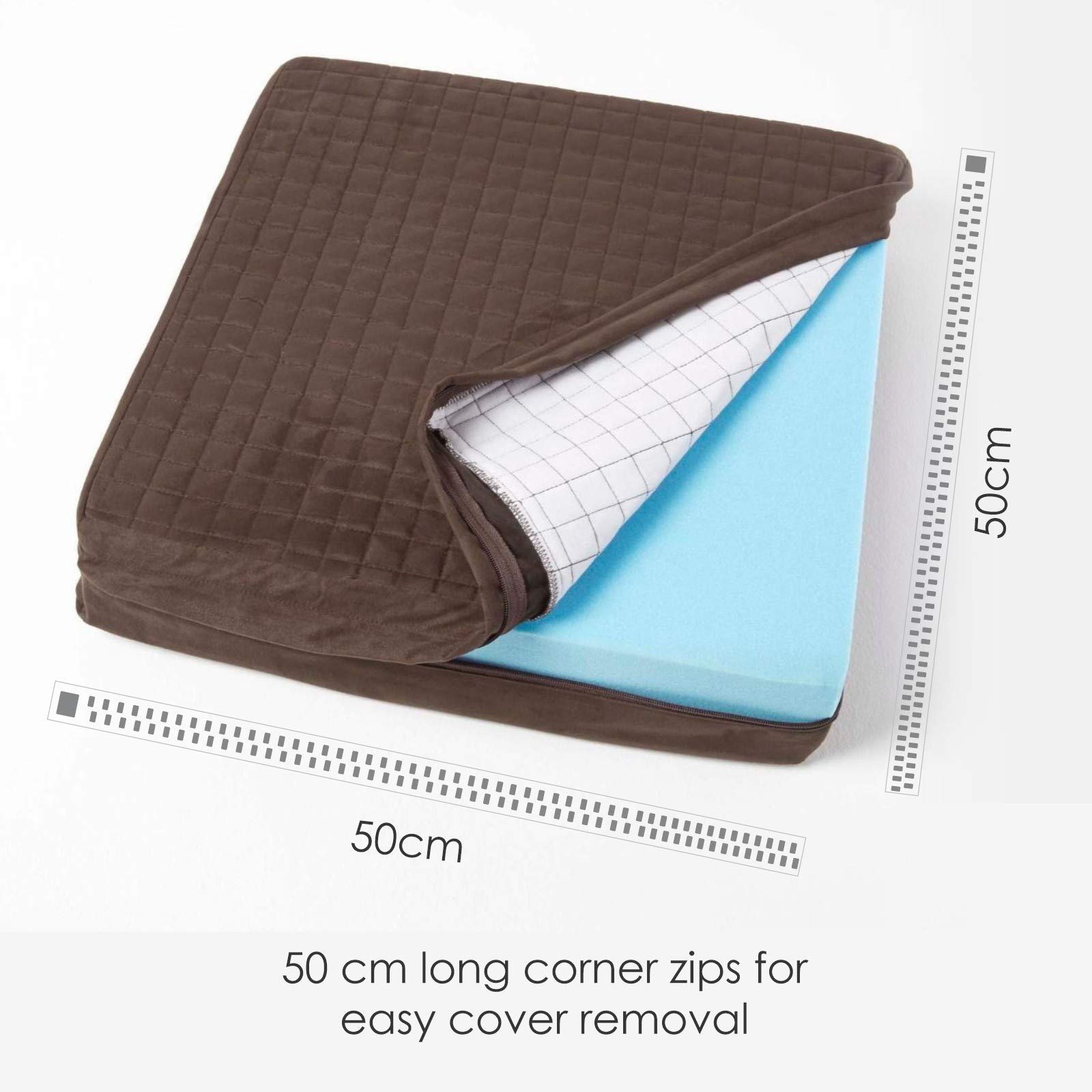 Faux Suede Orthopaedic Foam Armchair Booster Cushion | 50cm x 50cm | Chocolate