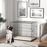 Pawhut Dog Crate With 2 Doors, Tray, Soft Cushion, For Extra Small Medium And Large Dogs | Black