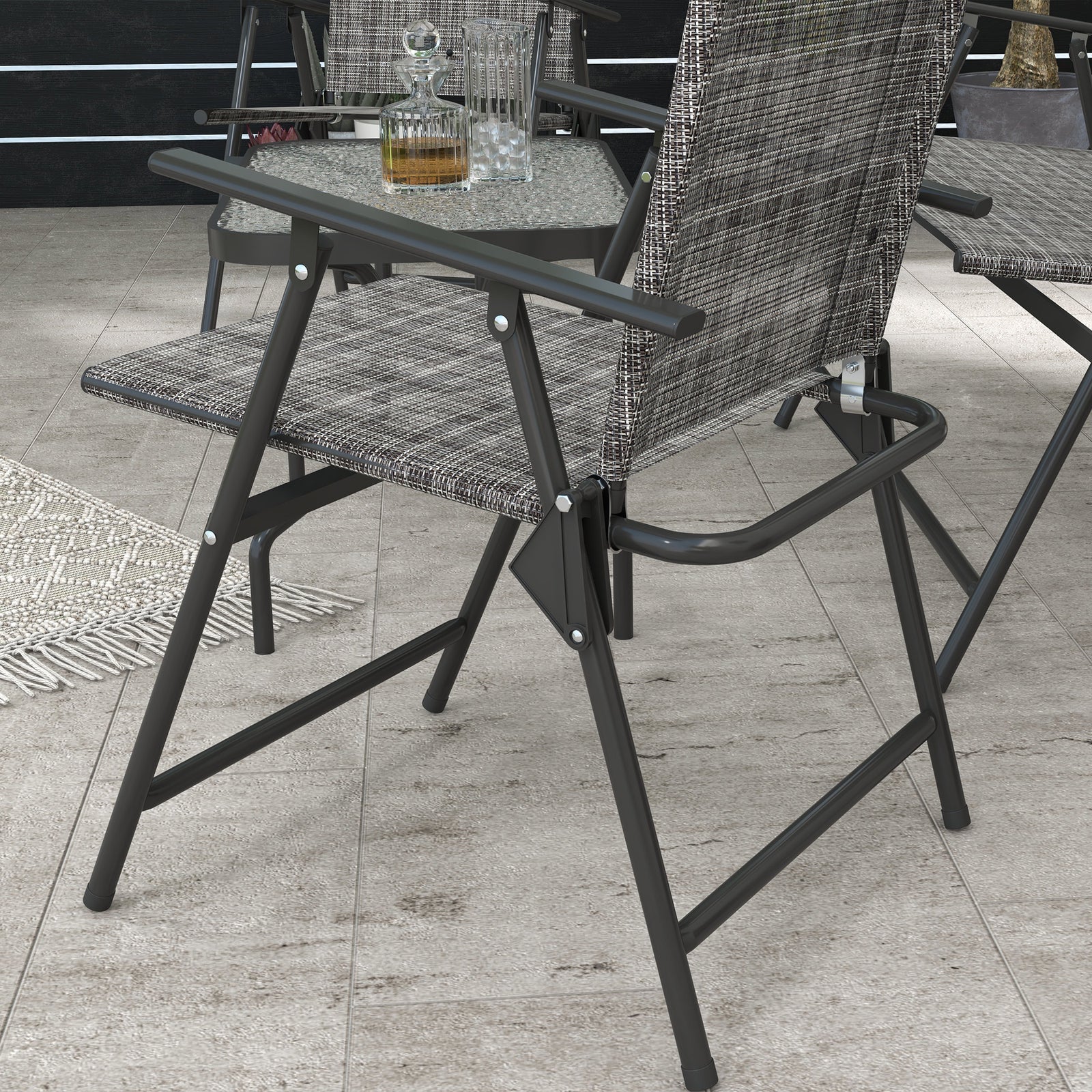 Outdoor 4 Pieces Patio Set, Mesh Fabric | Light Grey